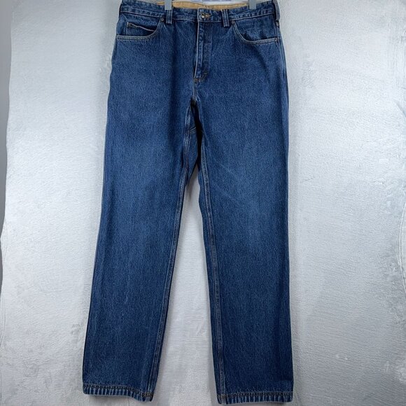 Duluth Trading Co Straight Leg Jeans 100% Cotton Stretch Mens Blue Size 37X36 - Picture 1 of 13